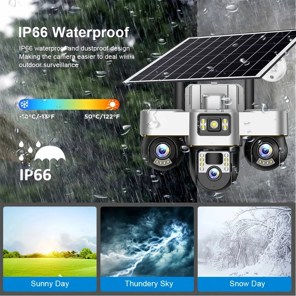 Nouvelle caméra solaire à 3 objectifs Rigamiz™️-أقوى نظام حماية ذكي في العالم
