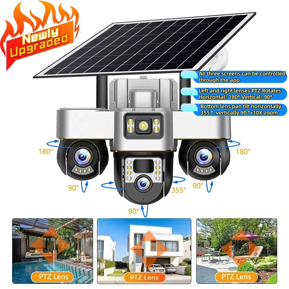 Nouvelle caméra solaire à 3 objectifs Rigamiz™️-أقوى نظام حماية ذكي في العالم