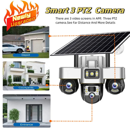 Nouvelle caméra solaire à 3 objectifs Rigamiz™️-أقوى نظام حماية ذكي في العالم