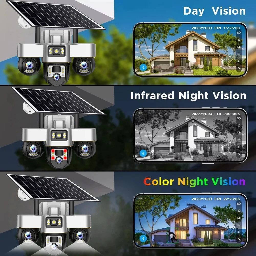 Nouvelle caméra solaire à 3 objectifs Rigamiz™️-أقوى نظام حماية ذكي في العالم
